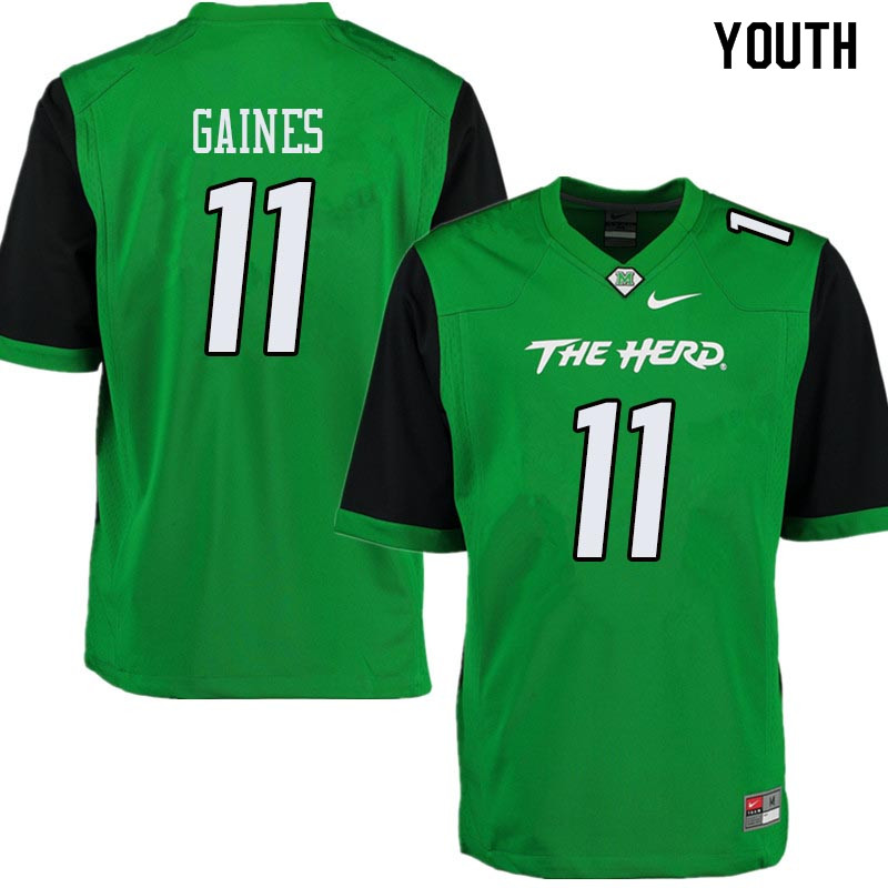 Youth #11 Xavier Gaines Marshall Thundering Herd College Football Jerseys Sale-Green